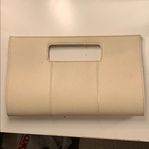 Beige croc clutch purse